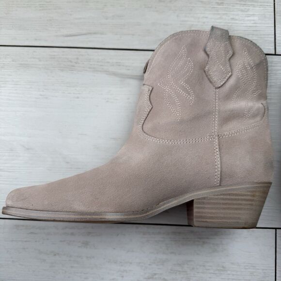 Nine West Texan Western Boot Women’s 7.5 Beige Blush Leather Pointed Toe Cowgirl - Picture 8 of 16